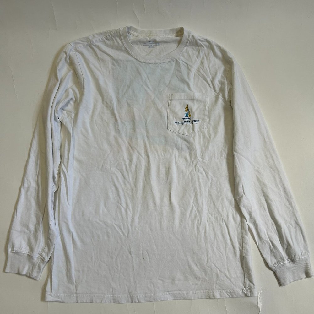 Southern Tide Mens size M Long Sleeve Sailboat MM VI ST Pocket T-Shirt Crewneck